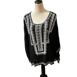 Chico's Women Black 3/4 Sleeve Blouse S/M